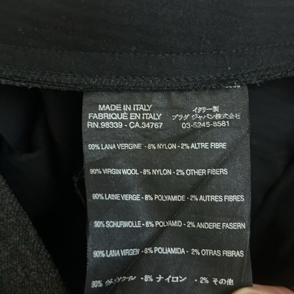 Prada Wool Flared Trousers Womens 10 Black Seamed Hem Quiet Luxury Career Work - Picture 6 of 6